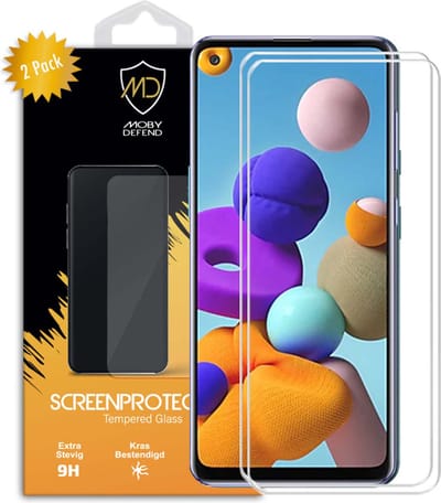 2-Pack MobyDefend Screenprotectors - Geschikt voor Samsung Galaxy A21s - Case-Friendly Screensavers - Gehard Glas