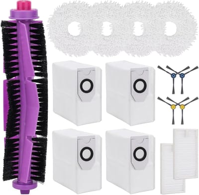 15-delig accessoireset - voor Eureka J12 Ultra stofzuigerrobot en Voor Midea V12 - met 1 hoofdborstel, 4 veegdoeken, 2 HEPA-filters, 2 stofzakken, 4 zijborstels
