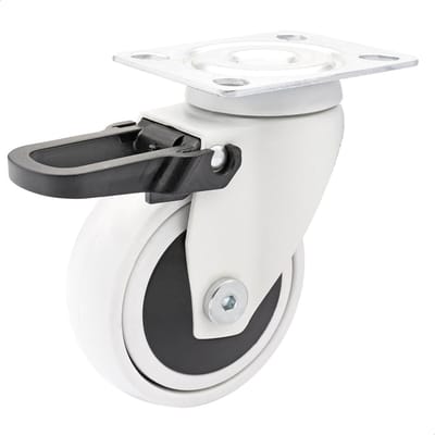 Zwenkwiel met rem - Meubelwiel transportwiel - Meubels verplaatsen - Zacht loopvlak - Ø 75 mm - Wit