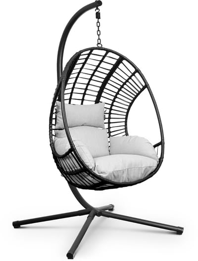 Swoods XXL Egg Hangstoel met Standaard – Hangstoel voor Buiten en Binnen – Egg Chair – Ei Stoel – tot 150 kg – Incl. Kussens