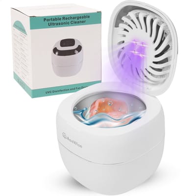 AceWise Ultrasone Reiniger - Kunstgebit Reiniger - Mondbeugel Reiniger - ultrasoon reiniger gebitsprothese - Ultrasonic Cleaner - Wit- oplaadbaar