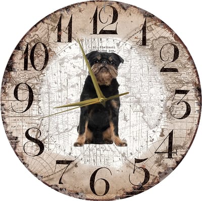 Houten Klok - 30cm - Hond - Brusselse Griffon