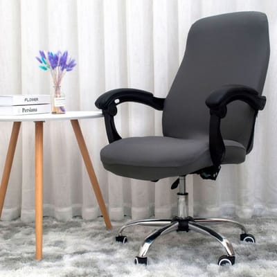 Housse de chaise de bureau élastique imprimée, accoudoir rotatif, housse de siège d'ordinateur, Anti-salissure, amovible et lavable S size (50-58cm) white