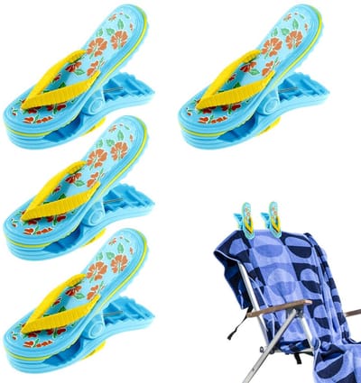 Wasknijpers, strandhanddoekklemmen, winddichte kunststof klemmen, strandslippers, clips voor strandstoelen, wasgoed, badhanddoek (Blauw)