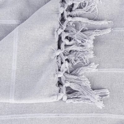 Atmosphera bedsprei / deken / plaid - zilvergrijs - katoen - 220 x 160 cm - geknoopt