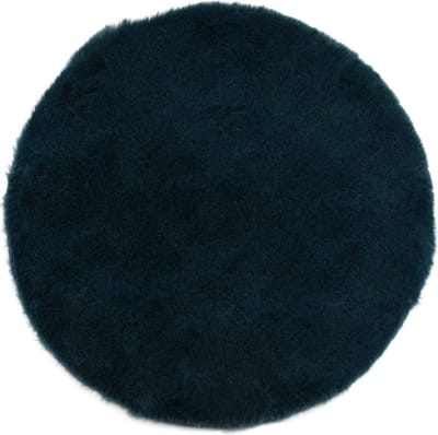 Dekoratief | Decomat rond, donkerblauw, nepbont, 40x40cm | A205422