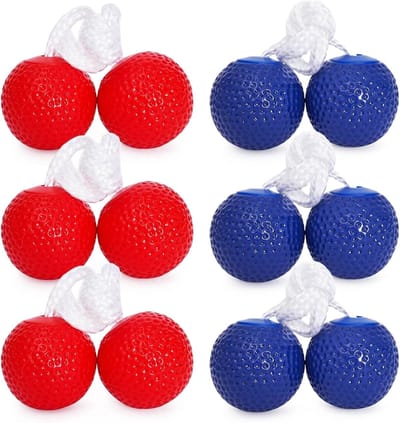 6 Trappenballen - Reserveballen Werpspellen - Ladder Toss Spelen - Robuuste PE Constructie - 4.2 x 55 cm - Blauw Rood