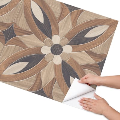Coloray Meubel Wrap Folie - Bruin Meubelfolie - 75x150 cm - Decoratiefolie Zelfklevend Houten bloemen - Meubelfolie Zelfklevend - Geometrische Meubelfolie - Wrapfolie Keuken - Wanddecoratie - Geometrie