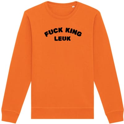 Sweater oranje S - Fuck king leuk - soBAD. - Koningsdag - Unisex - Oranje - Voetbal - Nederland