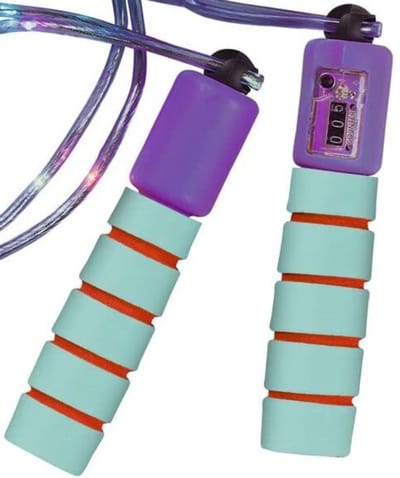 Springtouw met Teller - Elektrisch Jumprope Fitness - Draadloos voor Volwassen en Kinderen - Paars en Blauw