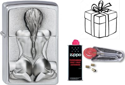 Geschenkset Zippo- ZIPPO met ZIPPO BENZINE en Vuursteentjes-uniek cadeau