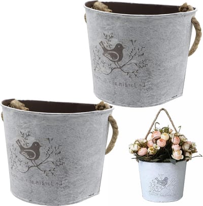Bloemenmand hangende plantenbakken - halfronde bloempot wandvaas voor binnen en buiten - decoratie voor binnenplaats en tuin - vetplanten kruidenwand - set van 2