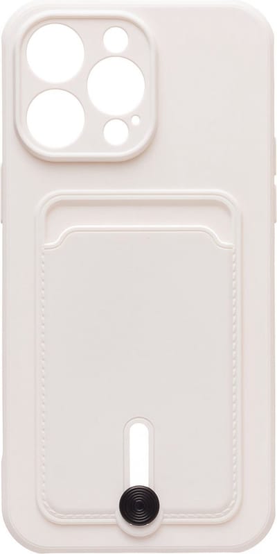 Silicone Hoesje Geschikt voor: iPhone 13 - Push-pull Case met Pasjeshouder - TPU Hoes Met Vakje Voor Pasje - Card Case Back Cover - Wit