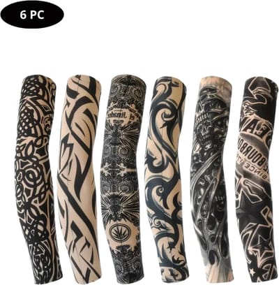 Nivard Tattoo Sleeve - Voor Volwassenen - Mouw - Tatoeage - Arm Warmer - Zonbescherming - UV Beschermend - 6 Stuks
