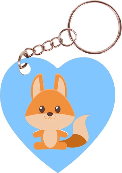 Sleutelhanger hartje 5x5cm - Vos - Dieren Getekend