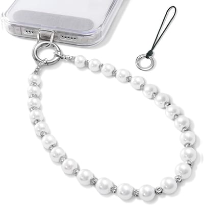 telefoonkoord voor mobiele telefoon, accessoires, hanger met parels, elegante telefoonband, omhangkoord voor mobiele telefoon, ring
