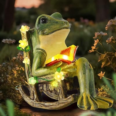 Zonne-energie Tuindecoratie met Kikker en Vetplant - 7 LED Lichten voor Buiten, Tuin, Balkon en Vijver, IP65 Waterdicht