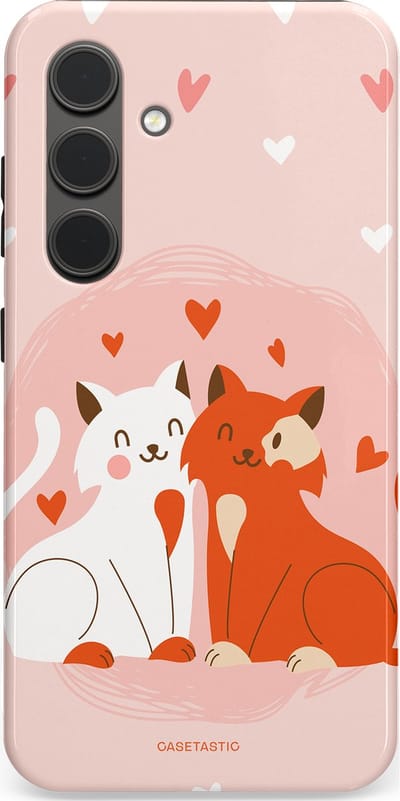 Casetastic Hoesje Geschikt voor Samsung S24 - Stijlvolle Beschermende Duo-layer Case - Romantische Katten Liefde