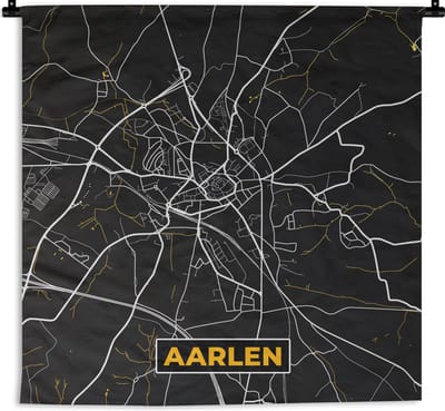 Wandkleed - Wanddoek - Aarlen - Plattegrond - Goud - Kaart - Stadskaart - 180x180 cm - Wandtapijt