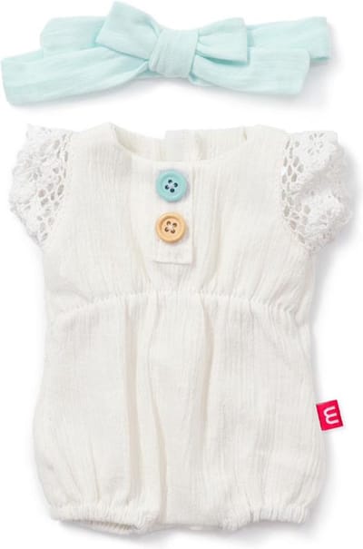 ML Poppen: KRUIPPAKJE wit voor meisje 38cm, 2-delig, met haarlint, met  kleerhanger, 3+