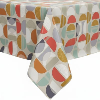 Protecttable - Rond Tafelzeil Abstract Geo ⌀138cm - Tafelkleed Afwasbaar - Kunststof