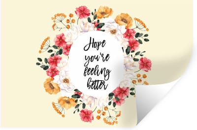 Muurstickers - Sticker Folie - Beterschap - Spreuken - Bloemen - Hope - 30x20 cm - Plakfolie - Muurstickers Kinderkamer - Zelfklevend Behang - Zelfklevend behangpapier - Stickerfolie
