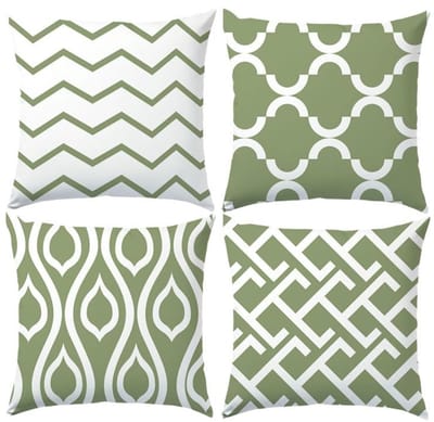 Dailygoods- Kussenslopen 45 x 45 cm - Set van 4 - Fluweelgroen - Moderne geometrische patronen - Duurzaam en ademend - Geschikt voor woonkamer en tuin - Kussenhoezen