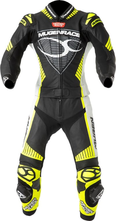 MUGENRACE Impegnato-D Dames Zwart Wit Neon Geel Geperforeerd 2-Delig Motorpak - Racepak