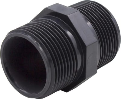 Dubbele nippel voor 1 1/4 inch leidingen, PVC-U, 16 bar drukbestendig