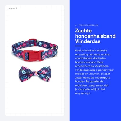 Dailygoods- Hondenhalsband Verstelbaar - Vlinderdas - Afneembaar - Geschikt voor kleine/middelgrote/grote honden - Kraagmaat S/M/L - Comfortabel - Halsband