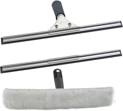 Novaliv Voordeelset Raamwisser en Raamwisser Professioneel 35 cm Raamwisser RVS met Vervangbare Rubberen Lip Raamlip Raamreiniging Raamwisser Raam Douchewisser