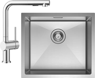 CECIPA Max Spoelbak Keuken 50x44CM - Spoelbakken Keuken Met Uittrekbare Uitloop Keukenkraan - Wasbak Keuken - Enkele Spoelbak - Spoelbakken met afdruip - RVS