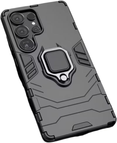 Premium Magnetisch Shockproof Hoesje – Geschikt voor Samsung Galaxy S25 met Ringhouder & Camera Lens Bescherming-Zwart