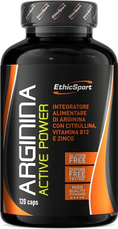 EthicSport Arginina Active Power 120 Capsules – L-Arginine Supplement – Voor Sportprestaties, Kracht & Uithoudingsvermogen