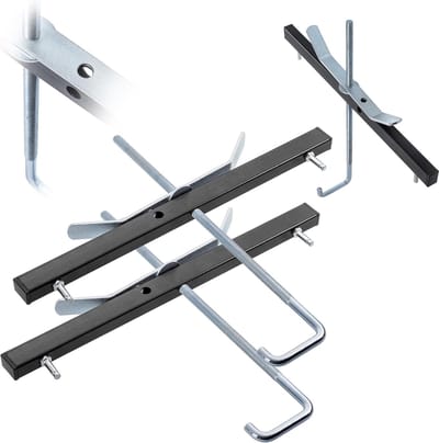 Trapklemmen voor dakdragers - Ladderbeugels - Veilig ladder transport - Stevige staalconstructie - 42 x 455 cm - Zwart/zilver