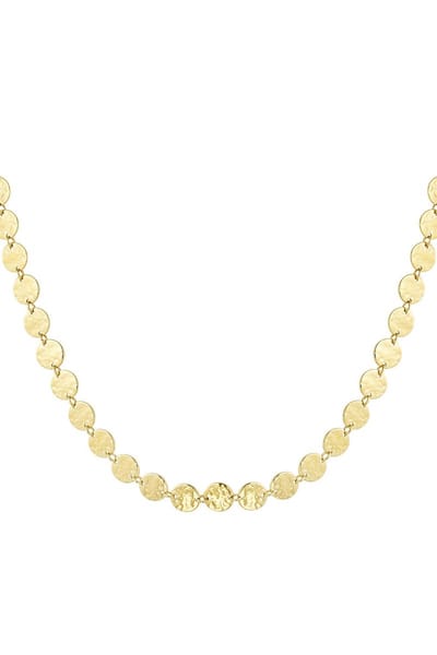 Bijoutheek Collier Rondjes Gehamerd Goudkleurig