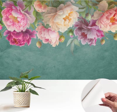 Wallfluent Zelfklevend Behang - Bloemige elegantie Zelfklevend fotobehang - 152x104 cm - Groente Zelfklevend Behang - Plakklare achterzijde - Naar de woonkamer, naar de hal Zelfklevend Behang