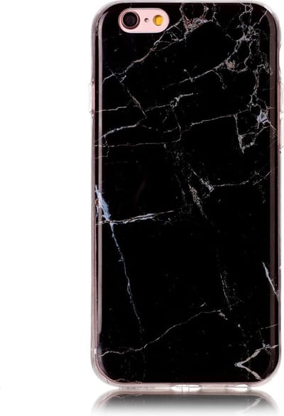 Peachy Zwart silicone TPU marmer hoesje geschikt voor iPhone 6 en 6s