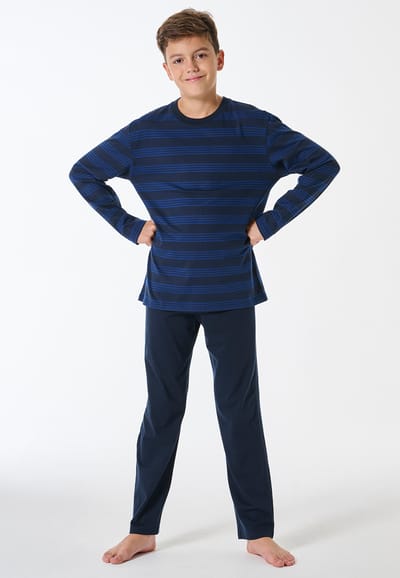 Lange pyjama met streepjes, nachtblauw - Teens Nightwear 140