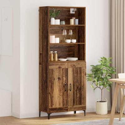 vidaXL - Highboard - 2 - st - Oud - hout - 69,5 - x - 34 - x - 180 - cm - Bewerkt - hout