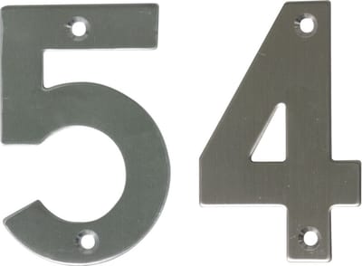 AMIG Huisnummer 54 - massief Inox RVS - 10cm - incl. bijpassende schroeven - zilver