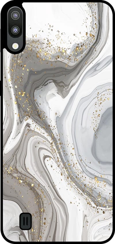 Smartphonica Telefoonhoesje Geschikt voor Samsung Galaxy M10 met marmer opdruk - TPU backcover case marble design - Zilver geschikt voor Samsung Galaxy M10