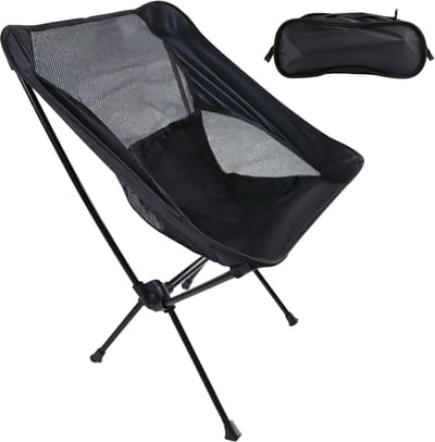 SnelShoppen - Campingstoel Opvouwbaar met Draagtas - Ultralichte Klapstoel voor Strand, Tuin, Picknick, Vissen, Wandelen - Compact en Draagbaar - Zwar