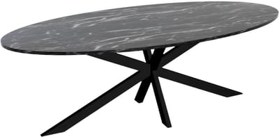 Eettafel ovaal 240cm Jovi marmer zwart ovale tafel MDF eetkamertafel