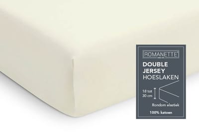 Romanette  Standaard hoeslaken - Maat: 120/130 x 200/210/220 - Jersey - Creme - Romanette - Maat: 120/130 x 200/210/220