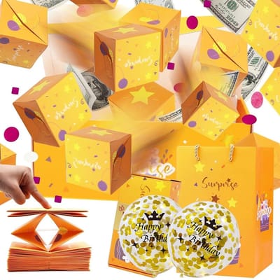 Dailygoods- Verrassingsdoos uniek design - Pop-up doos - Cadeauverpakking - Geschenkdoos - Ballonnen 2 stuks - Papier 12 x 20 x 9 cm