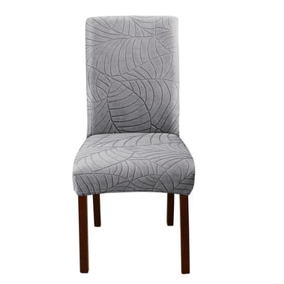 1 stuks effen kleur blad stoelhoes jacquard stretch stoelhoes antislip anti-vuil zitkussen voor woonkamer hotel banket gray