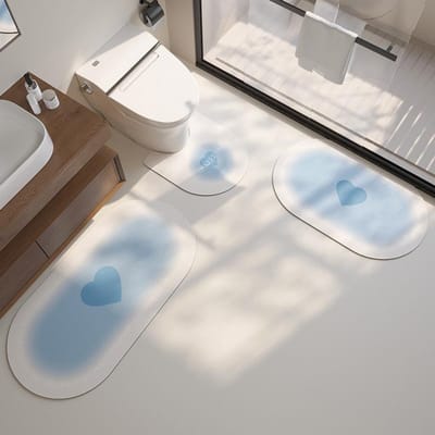 Badkamermat van diatomeeënaarde, U-vormige toiletmat, toiletdeurmat, driedelige waterabsorberende en antislipmat voor huishoudelijk gebruik. (40CMx80CM)