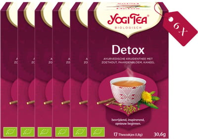 Yogi Tea Detox - Biologische Kruidenthee met Zoethout, Kaneel en Gember voor Ontgifting en Verfrissing - Tray van 6 Stuks