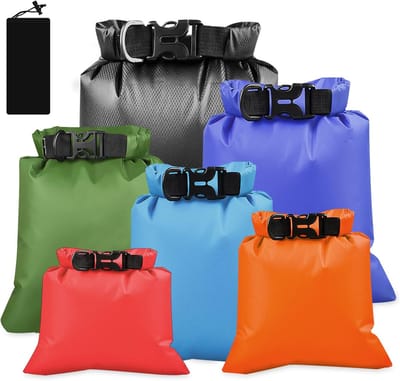 Famanu – Waterdichte droogzak - lichtgewicht droogzakkenset met 1,5 l - 2,5 l - 3 l - 3,5 l - 5 l - 8 l - Drybag kanozakken voor varen/reizen/raften/kamperen/zwemmen/vissen (veelkleurig)